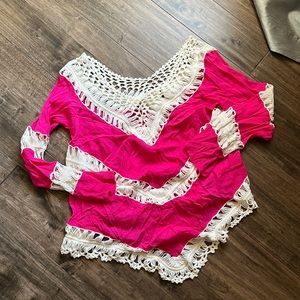 Pink shirt or cover up size large